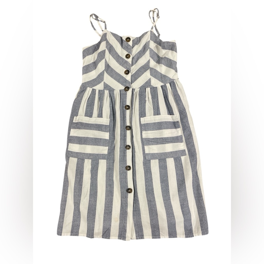Japna Striped Kids Dress in Blue and White